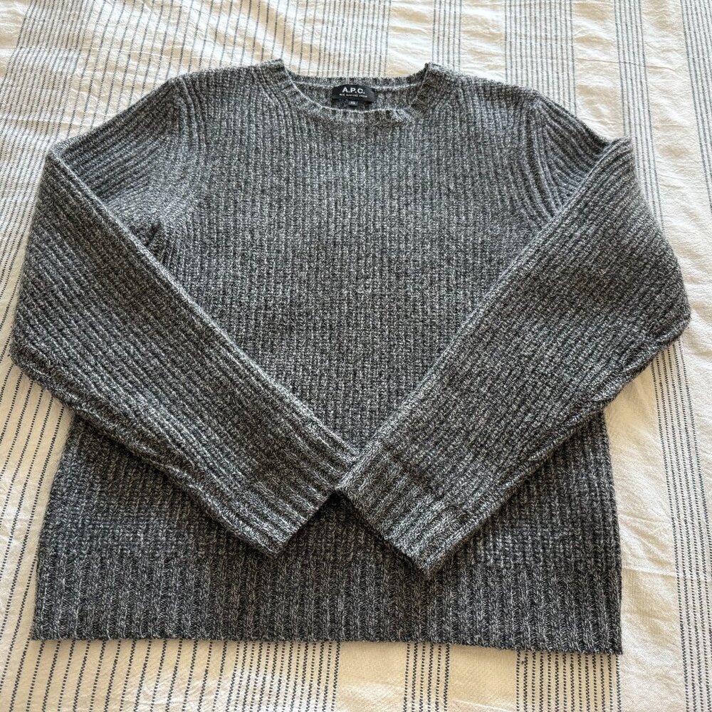 A.P.C Wool Cashmere Crew Neck Sweater Size Xs Grey